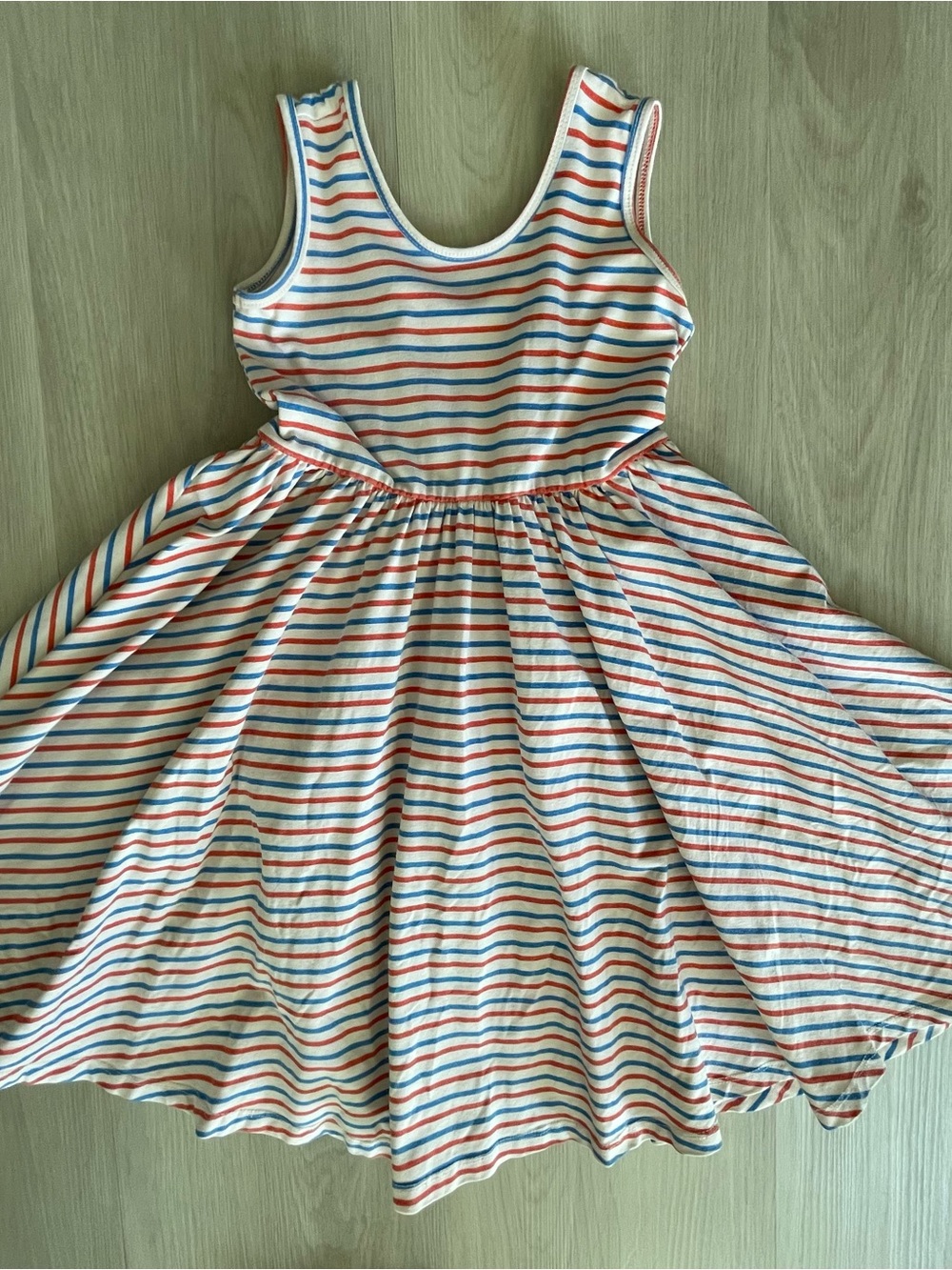 Alice and Ames Ballet Dress in White with Red & Blue Stripes